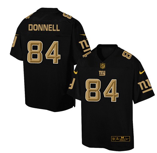 Men's Elite Larry Donnell Nike Jersey Black - #84 Pro Line Gold Collection NFL New York Giants